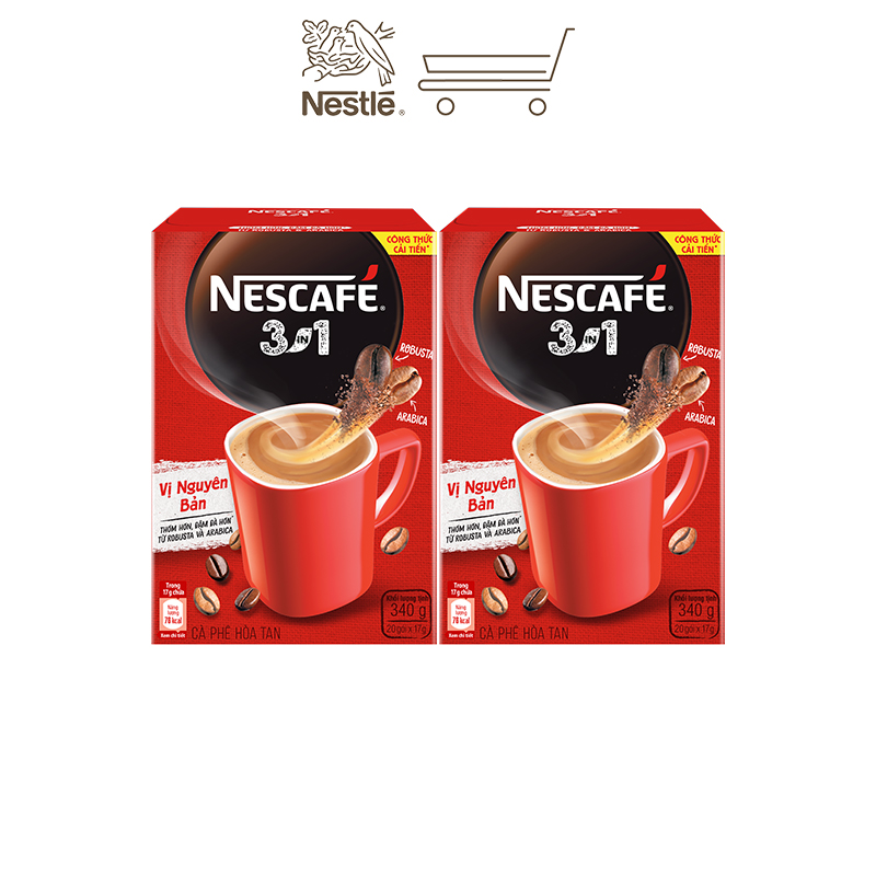 Combo 2 hộp cà phê NESCAFÉ 3IN1 VỊ NGUYÊN BẢN - công thức cải tiến (hộp 20 gói x 16g)