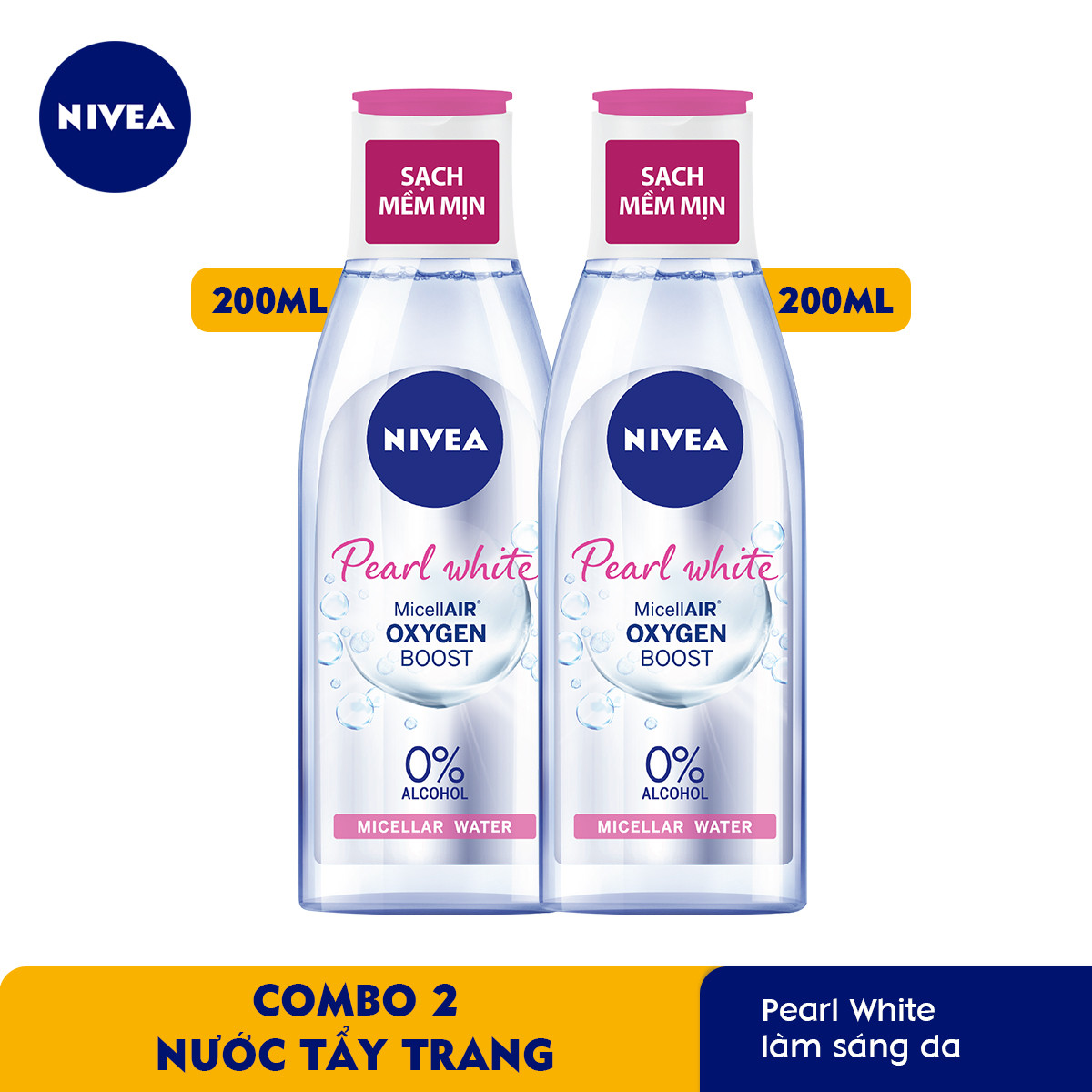 Combo 2 Nước Tẩy Trang NIVEA Làm Sáng Da Pearl Bright Micellar Water (200ml) - 84911