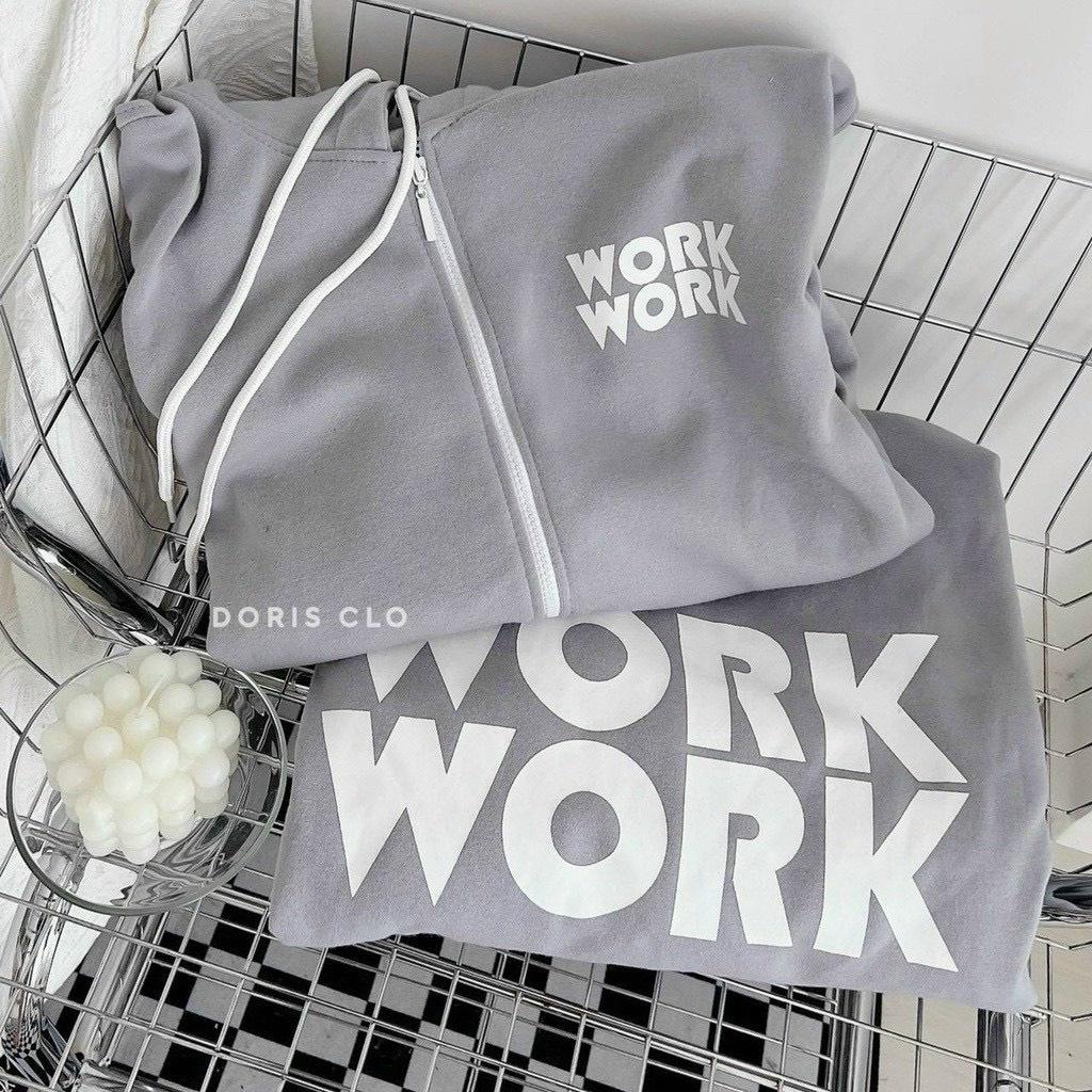 Áo khoác Hoodie nữ zip dây kéo in chữ Work chất nỉ ngoại dày mịn cao cấp phá cách việt KTP357