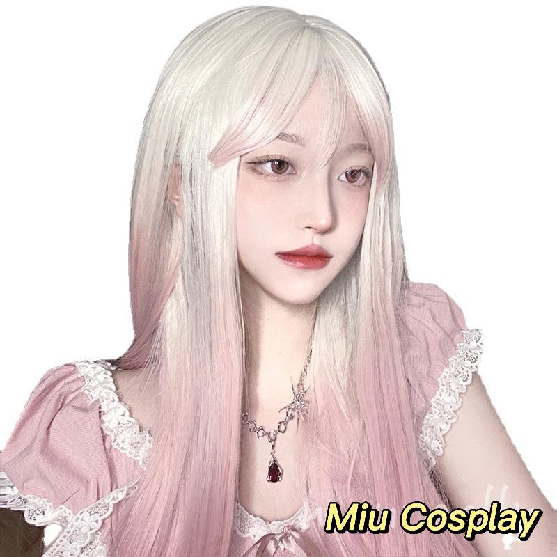 Wig/Tóc giả ombre thẳng hồng nữ sinh dễ thương - MZ102 nguyên đầu teen/lolita