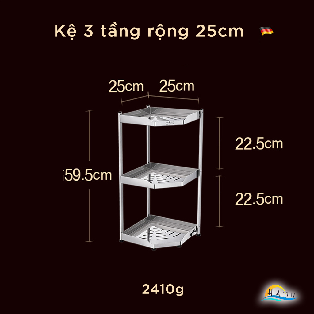 Kệ Góc Tường Inox 304 Tam Giác 2 3 Tầng Nhà Bếp Cao Cấp Đạt Chất Lượng Đức SSGP