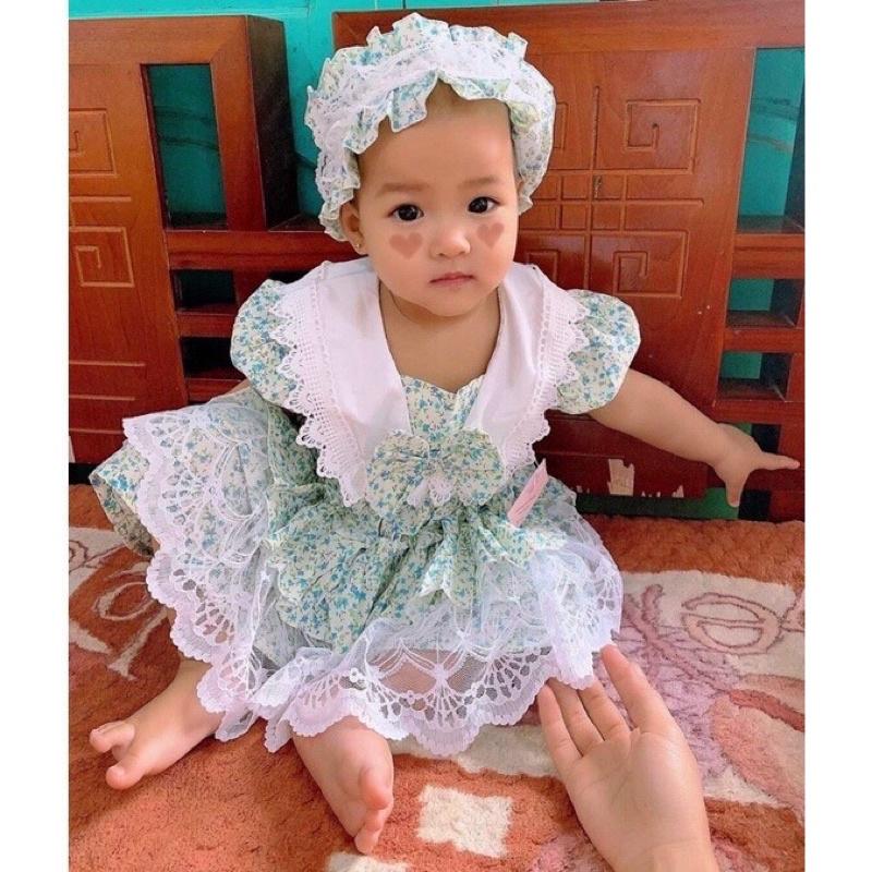 váy bé gái công chúa 5-18kg  LINA KIDS đầm sinh nhật thôi nôi bé gái-lolita xanh