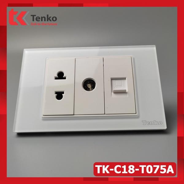 Ổ Cắm TV và Mạng LAN Mặt Kính Cường Lực TENKO TK-C18-075A Thương Hiệu Nhật