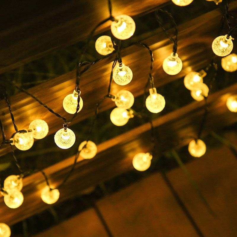 Dài 10M 50 Bóng Đèn Tròn Cherry Ball Pha Lê Đèn Led Xài Điện Không Chớp Nháy Chống Nước Decor Trang Trí Noel Nhà Cửa