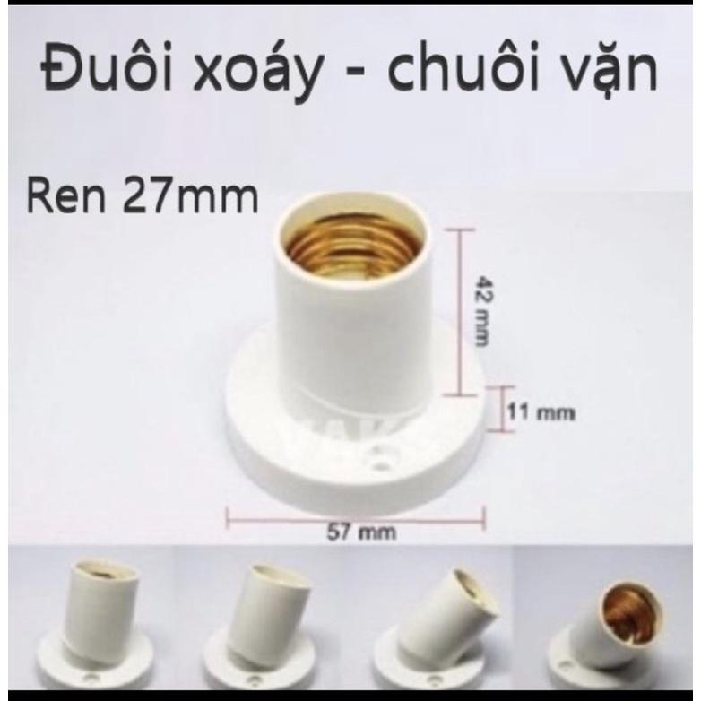 Đuôi đèn đa năng E27 nhựa dày - dể dàng xoay chỉnh hướng (chịu tải lớn đến 100W - tặng kèm vít và tắc kê nhựa)