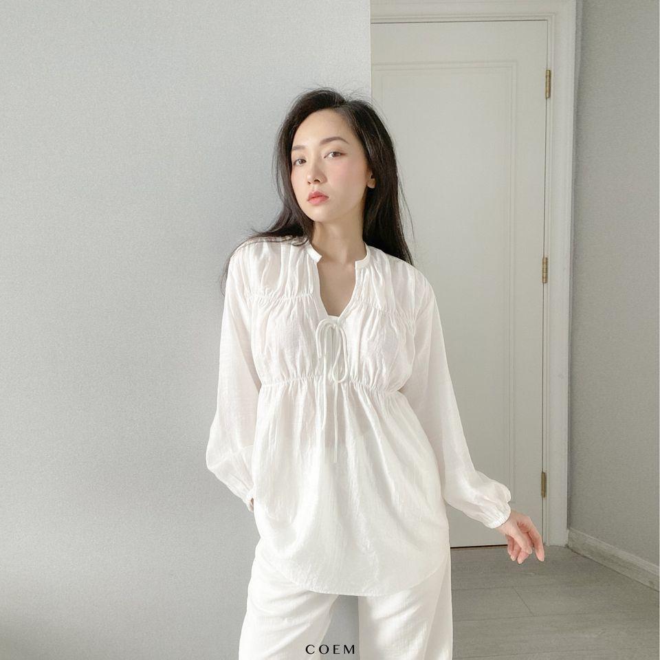 Áo Dàng Dài Cột Nơ Cổ Chất Liệu Linen Cao Cấp Co Em Thiết Kế Phù Hợp Mọi Lúc Mọi Nơi