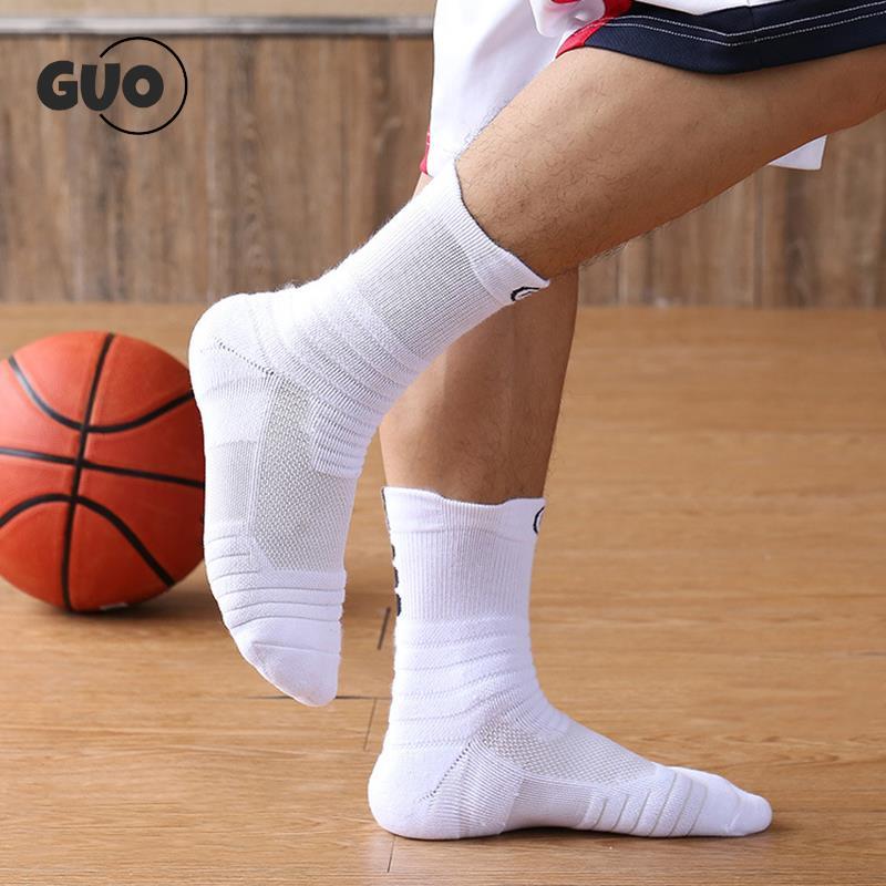 Unisex chuyên nghiệp ngoài trời Sport Cycling vớ bóng đá bóng đá bóng đá chạy bộ tất trekking nam nữ Color: White