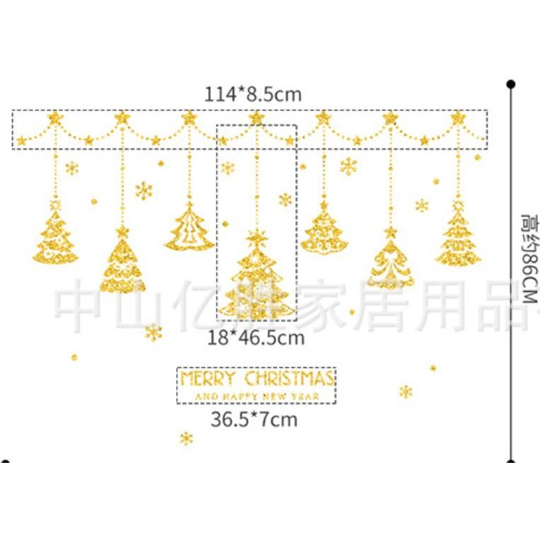 Decal trang trí giáng sinh dây treo cây thông vàng