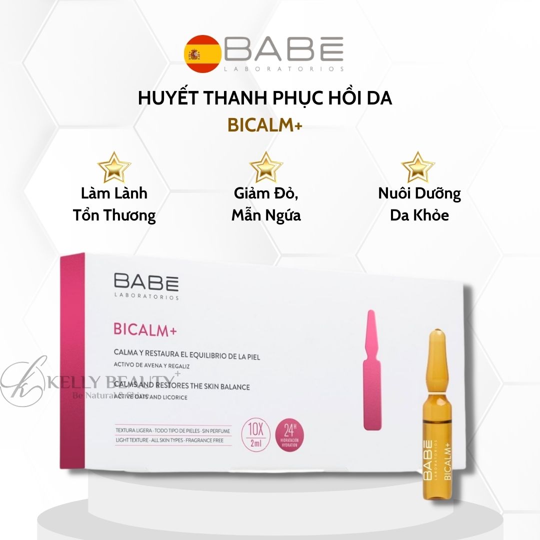 Huyết Thanh Phục Hồi Da BABE BiCalm+ Ampoules - Chống Kích Ứng, Làm Dịu Da, Dưỡng Ẩm, Lành Tổn Thương | Kelly Beauty