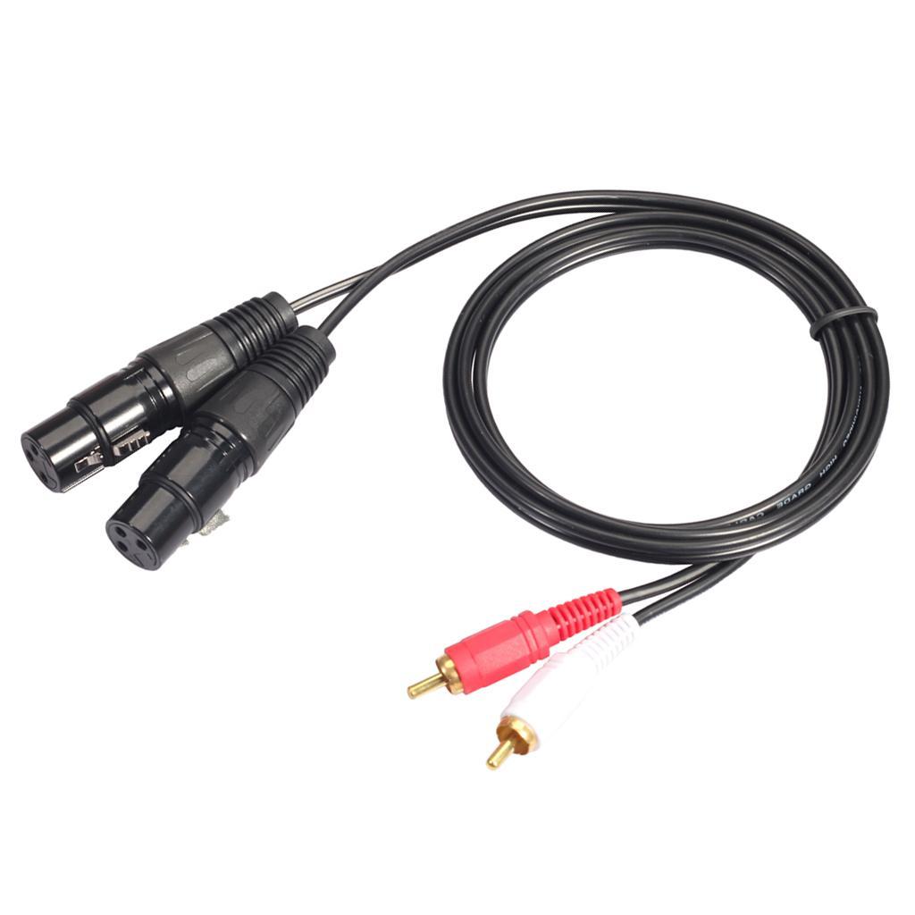 2x RCA XLR Plug Cable Adaptor, XLR to RCA Cable, 2 RCA Male to 2 XLR Female