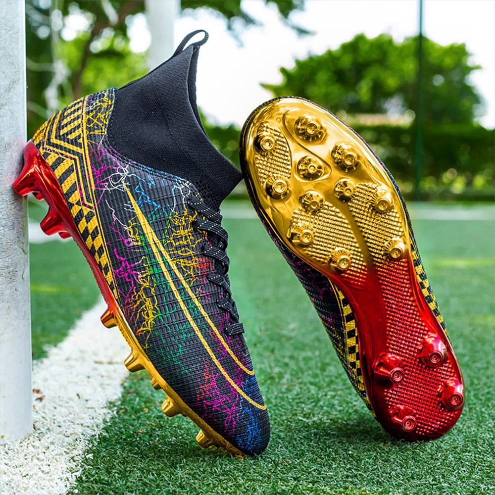 LLLSYLOVE giày đào tạo bóng đá nam chuyên nghiệp đinh dài vàng chống trượt giày bóng đá cỏ trẻ em giày bóng đá