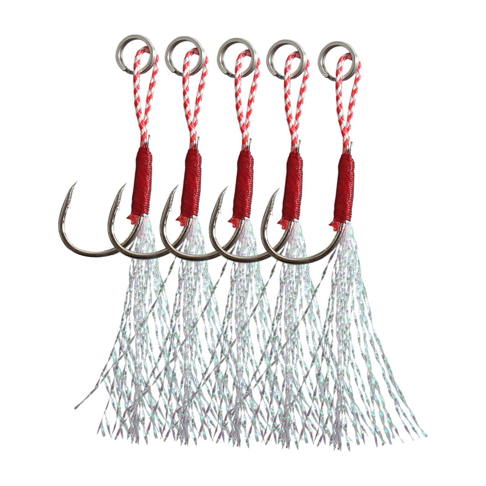 Fishing Assist Hooks Fast Slow Jig Fishing Hook Carbon Steel Assist Hook Saltwater for Jigging Vertical Jigging Lures Circle Hooks