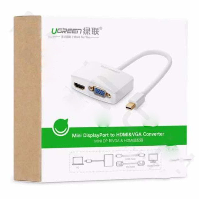 Bộ chuyển Mini Displayport to VGA/HDMI Adapter Ugreen (Trắng) - Hàng Chính Hãng