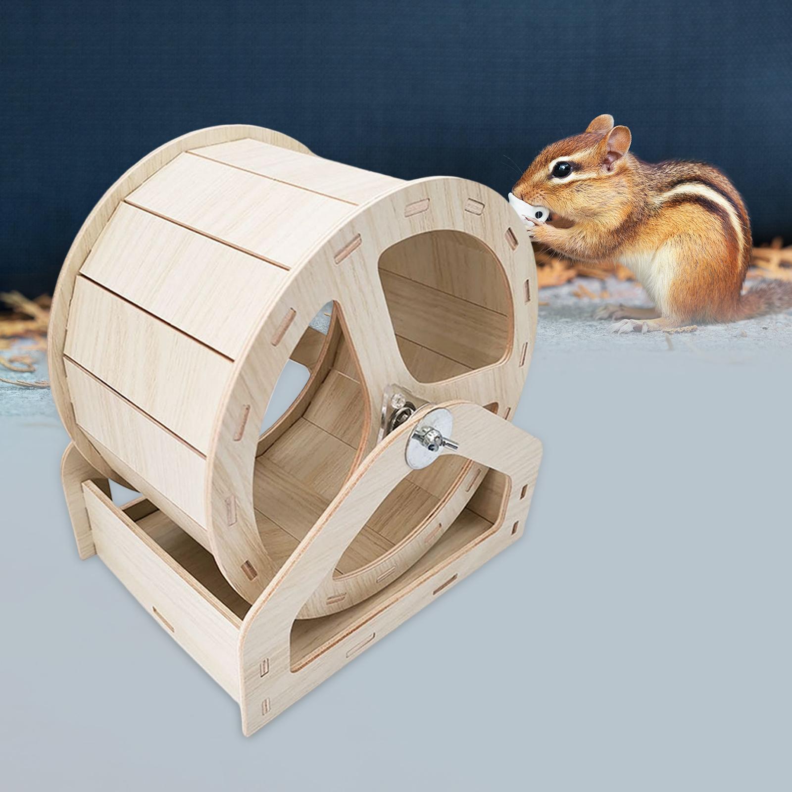 Wood Hamster Running Wheels, Small Pet Rotatory Jogging Wheel Hedgehog Chinchilla Round Rat Quiet Roller Hamster Exercise Wheel Accessories