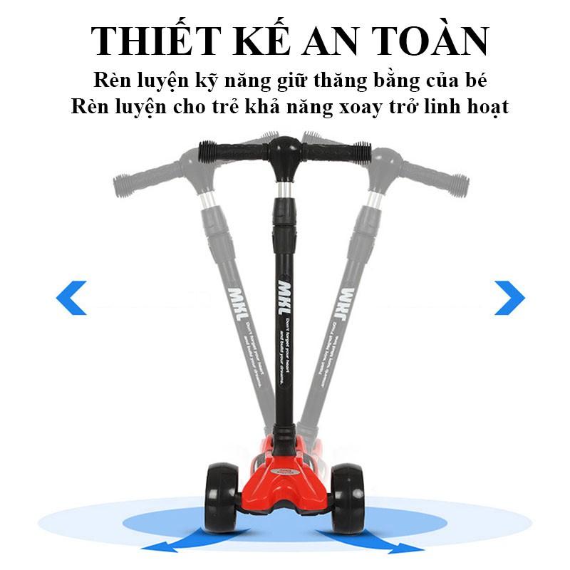 Xe trượt scooter cho bé MKL, xe trượt scooter trẻ em 3 bánh phát sáng có thể gấp gọn cao cấp xuất Mỹ