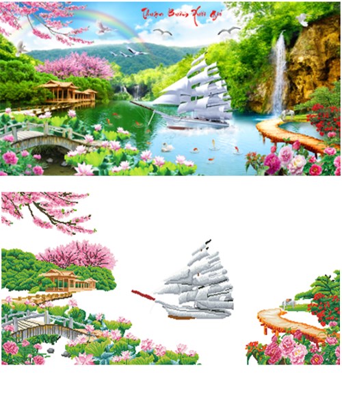 Tranh thêu chữ thập thuận buồm xuôi gió LV3356 - 120 x 60 cm - chưa thêu