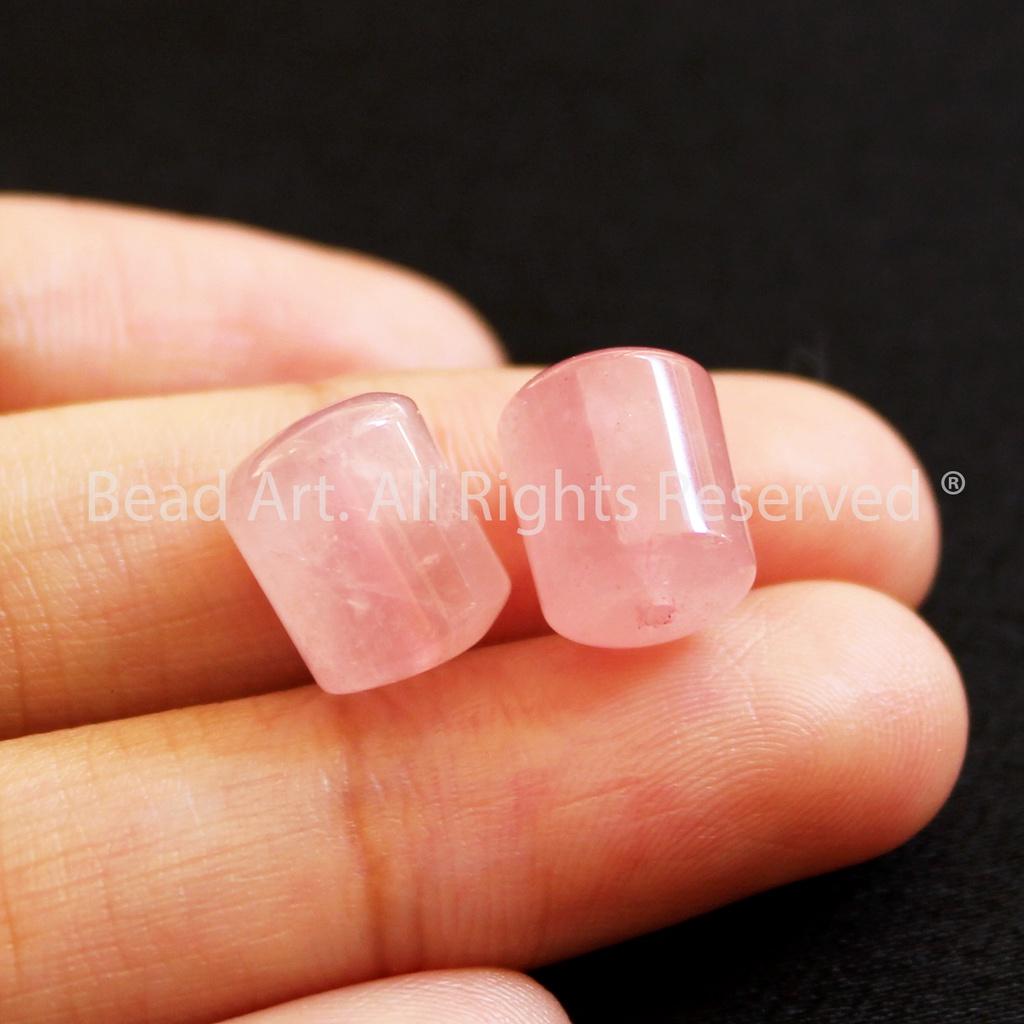 [1 Hạt] 10x8MM Lu Thống Thạch Anh Hồng Madagascar, Pink Quartz Tự Nhiên Loại AAA, Đá Phối Vòng Tay Phong Thuỷ, Chuỗi Hạt, Mặt Dây Chuyền, Mệnh Hoả, Thổ - Bead Art