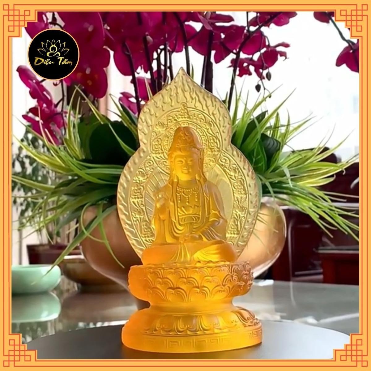 Tượng Phật Quan Âm Bồ Tát tượng quan âm lưu ly Size 18cm Để Trang trí Ô Tô đồ thờ cúng phong thủy shop Diệu Tâm