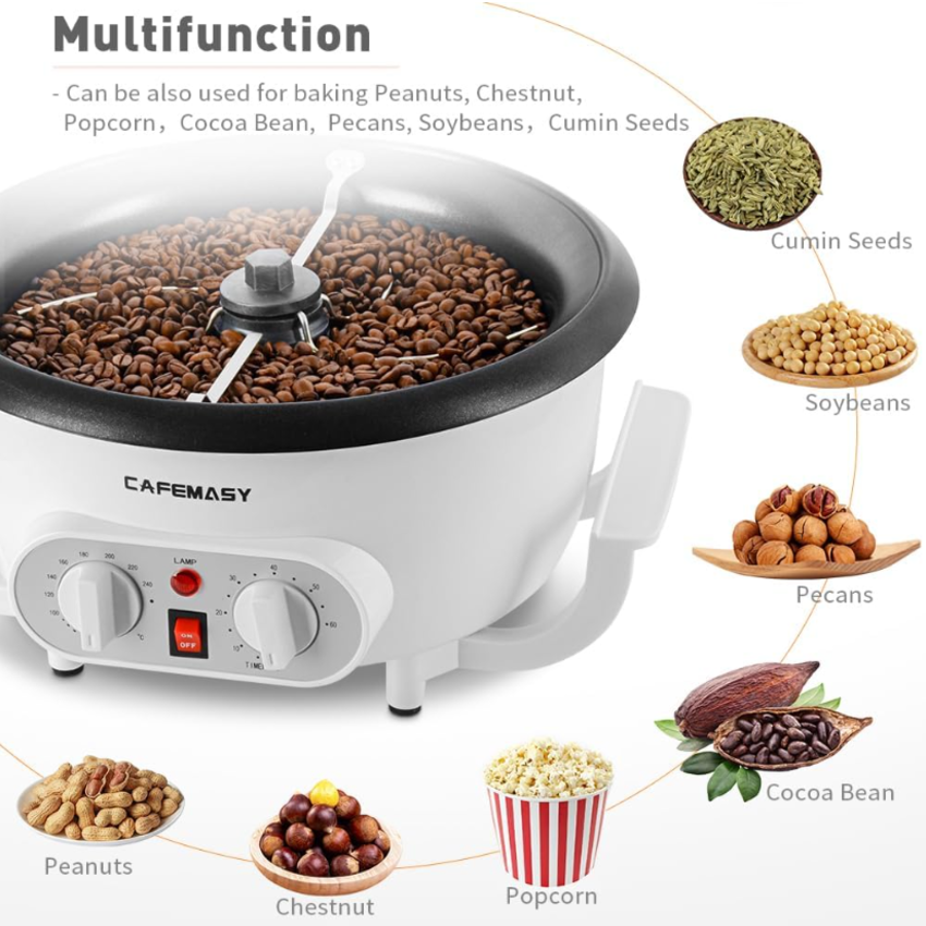 Máy rang các loại hạt tự động tích hợp điều chỉnh thời gian, thương hiệu Mỹ cao cấp Cafemasy SCR-300B. Hàng chính hãng