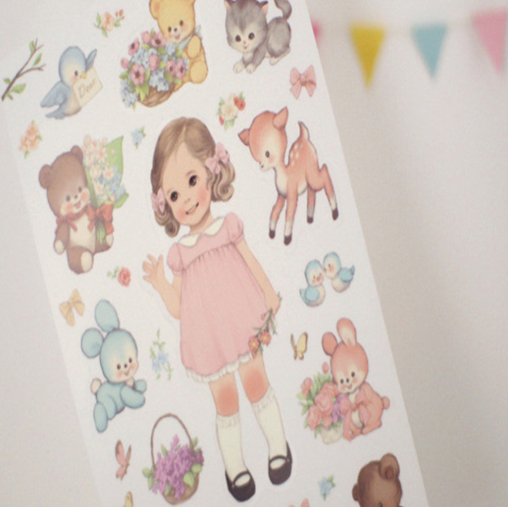 Bộ 6 tấm sticker  trang trí Paper Doll mate