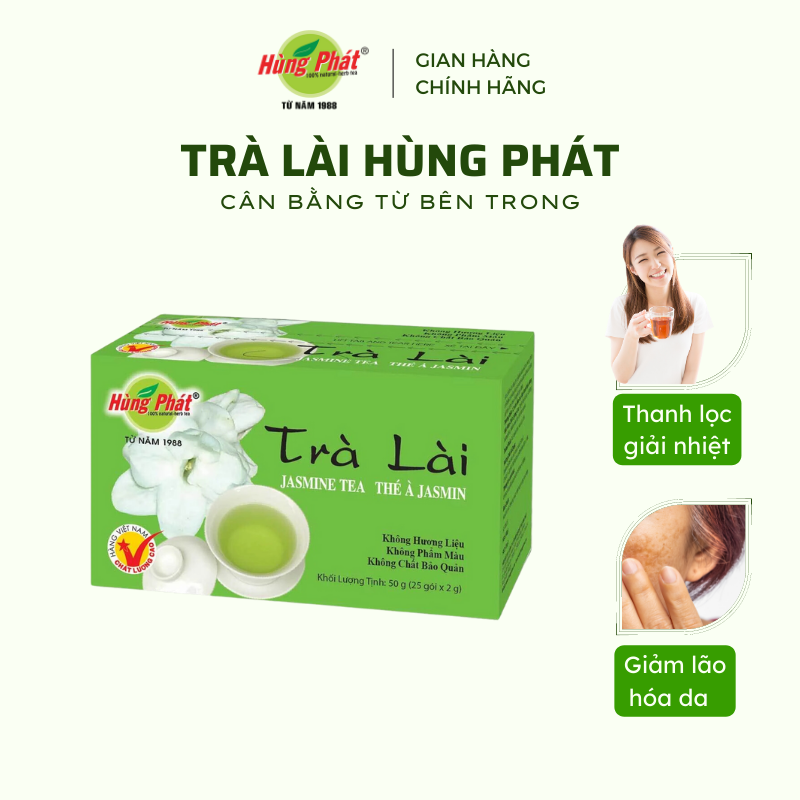 Trà Lài Túi Lọc Thượng Hạng Hộp 25 Gói - Hùng Phát Thương Hiệu 35 Năm