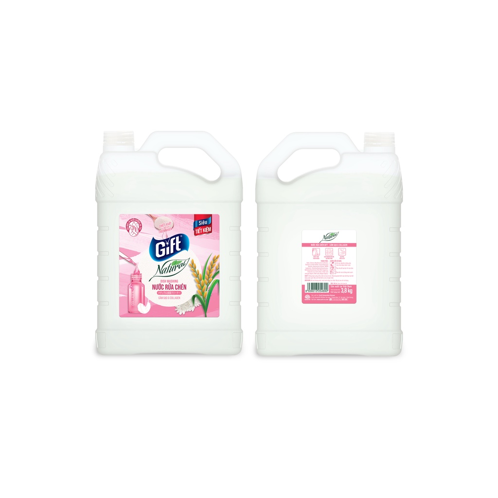 Nước rửa chén Gift Natural Cám Gạo & Collagen _ Dịu nhẹ và nuôi dưỡng da tay