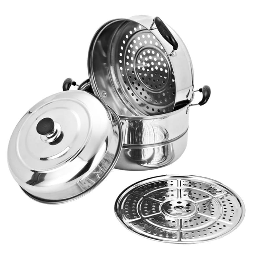 Nồi Hấp Inox Đa Năng 3 TẦNG 28CM Dùng Cho Cả Bếp Từ Và Bếp Ga Thiết Kế Hiện Đại Tiện Dụng