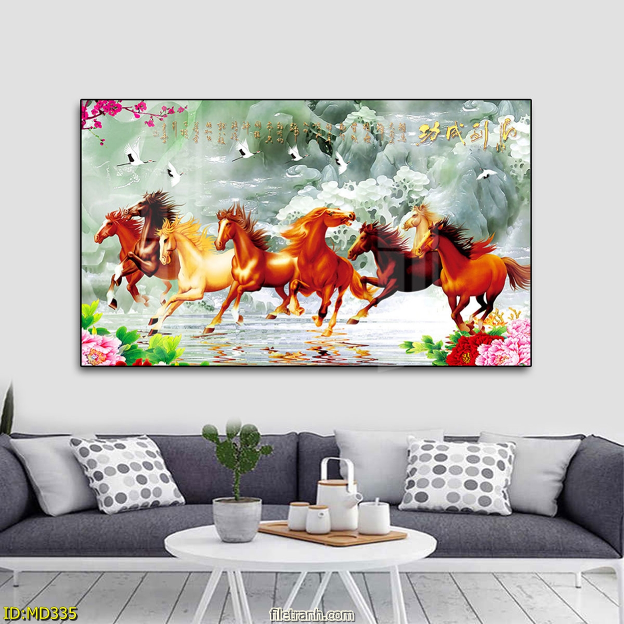 Tranh Bát Mã Truy Phong Đem Tài Lộc Cho Gia Chủ - Tranh Canvas Treo Tường Phong Thủy