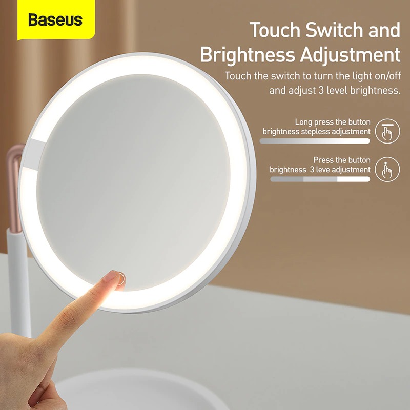 Gương trang điểm thông minh 3 trong 1 Baseus Smart Beauty Series Lighted Makeup Mirror - Hàng Chính Hãng
