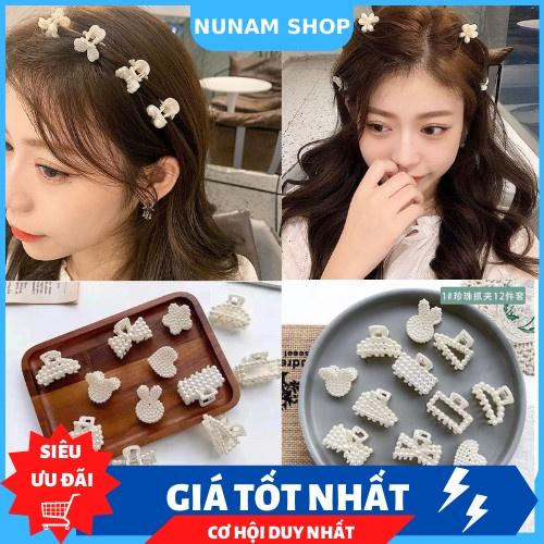 Set 5 kẹp càng cua mini ngọc trắng đáng yêu phối nhiều kiểu tóc Nunam Shop