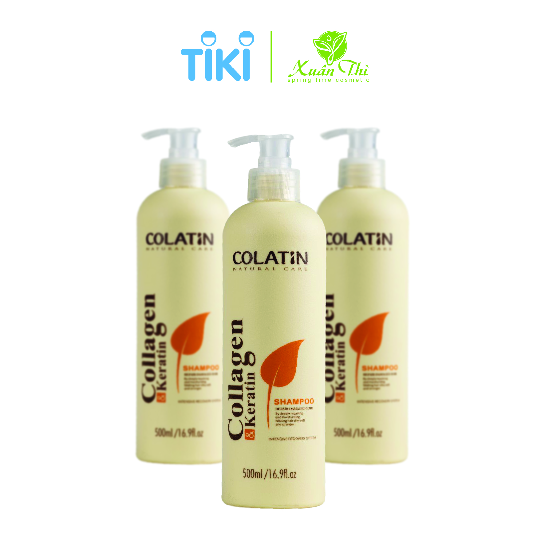 Dầu gội xả keratin, collagen, tinh chất tơ tằm ngăn rụng tóc, phục hồi sâu hư tổn COLATIN 500 -1000ml