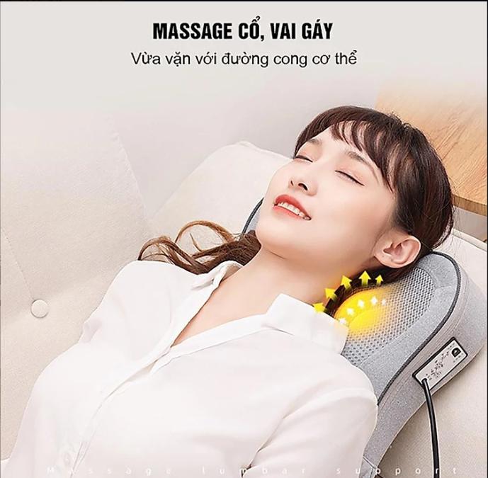 Gối Massage Toàn Thân Cao Cấp, Máy Massage Lưng Cột Sống 16 Bi Hồng Ngoạị Giúp Giải Tỏa Mệt Mỏi Và Căng Thẳng