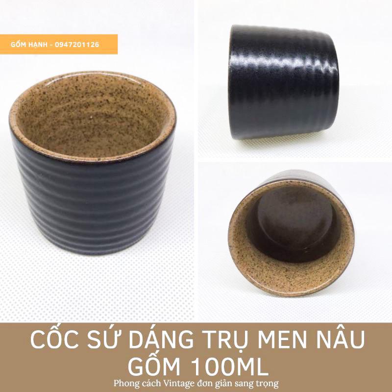 Cốc ly sứ gốm Bát tràng dung tích 100ml Phong cách Vintage Men màu sang trọng Gốm sứ cao cấp