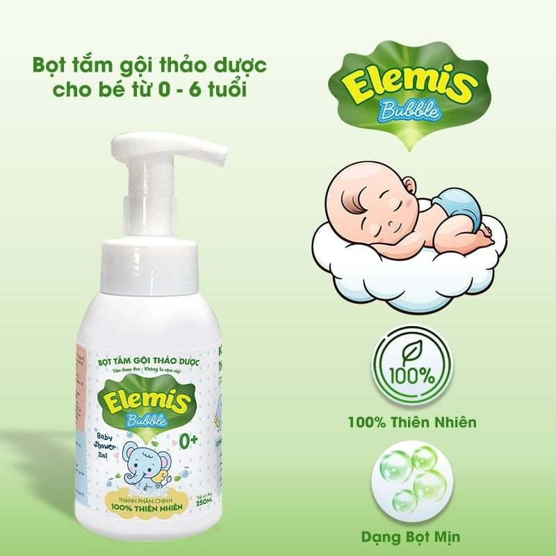 Bọt tắm gội thảo dược cho trẻ từ sơ sinh Elemis Bubble 250ml