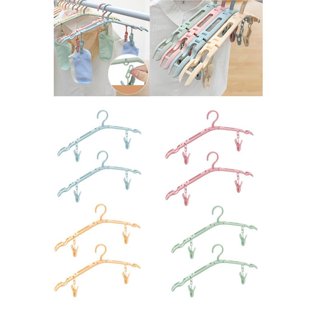 2 Pack Travel Hangers Folding Hangers with 4 Clips Portable Clothes Hangers, Non-Slip, Lightweight for Home and Travel