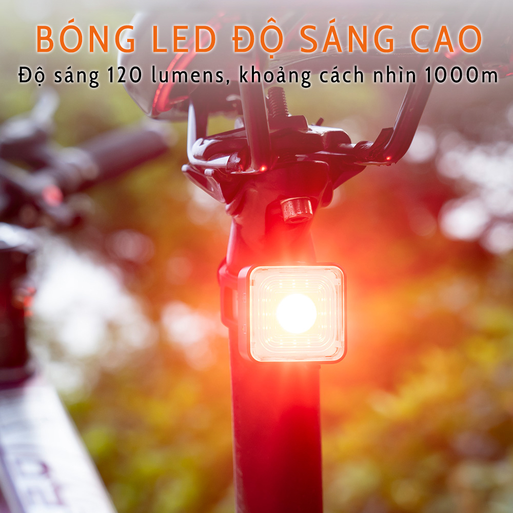 Đèn đuôi xe đạp LED WT06 nhấp nháy cảnh báo xe đạp gắn đuôi 5 cấp độ sáng 400mAh 120lumens chống nước tiêu chuẩn IP66 Mai Lee