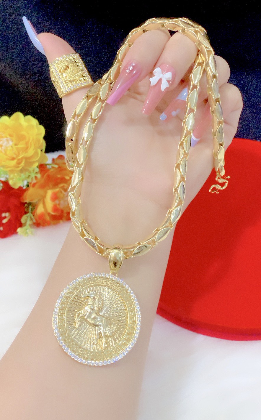 Dây chuyền nam mặt con ngựa mạ 24.k cao cấp P7207