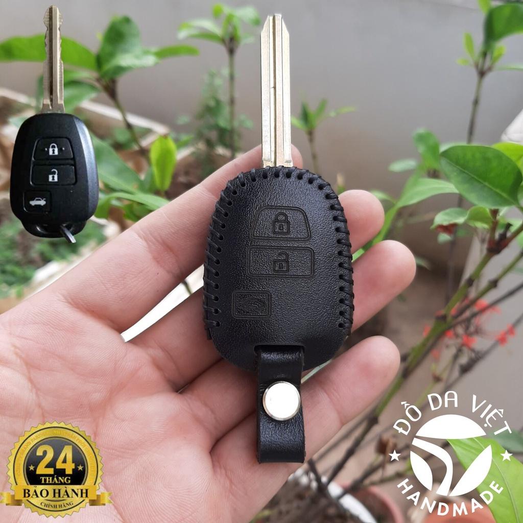 Bao Da Chìa Khóa xe TOYOTA Vios E&G 2014-2018, Vios E2019-2020.Da Bò Nhập Khẩu, Khắc Tên + Số ĐT Chủ Xe