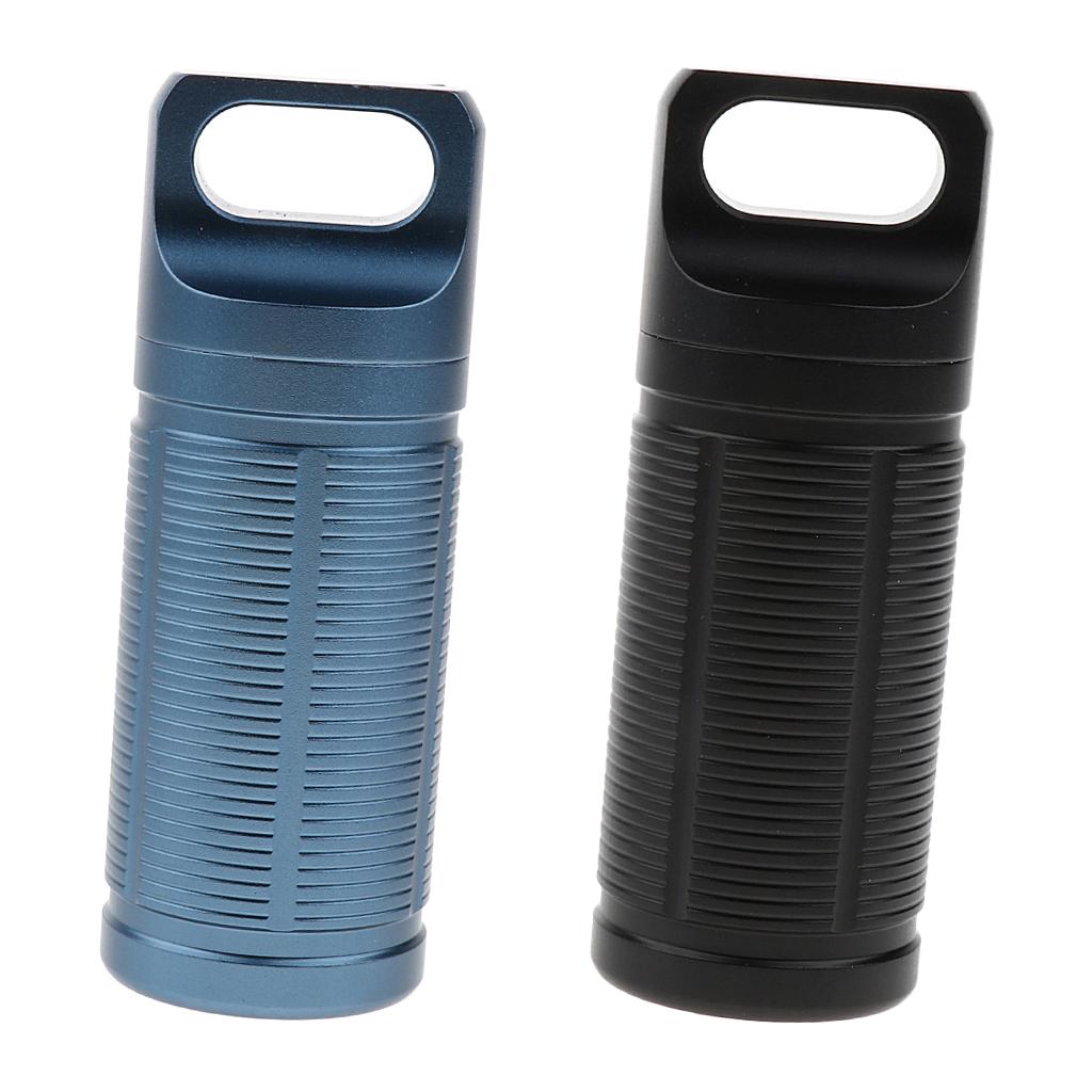2PCS Titanium Outdoor Travel Waterproof Pill Case Box Bottle