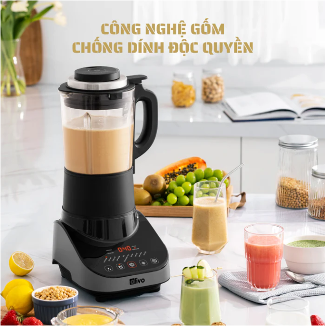 Máy Nấu Sữa Hạt, Máy Làm Sữa Hạt OLIVO CB20 Thương Hiệu Mỹ Cao Cấp Gồm 12 Chức Năng Xay Nấu Độ Ồn Thấp Kèm Cối Xay Khô Tự Vệ Sinh Khử Khuẩn Công Suất 1000W - Hàng Chính Hãng