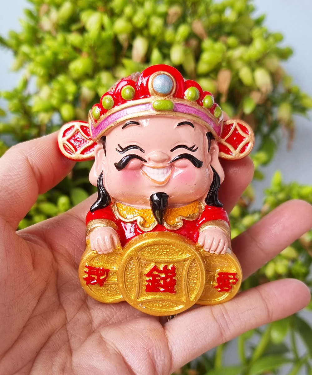 Bộ 03 tượng Thần Tài 7cm  cao cấp kèm đế tam cấp vuông nhỏ