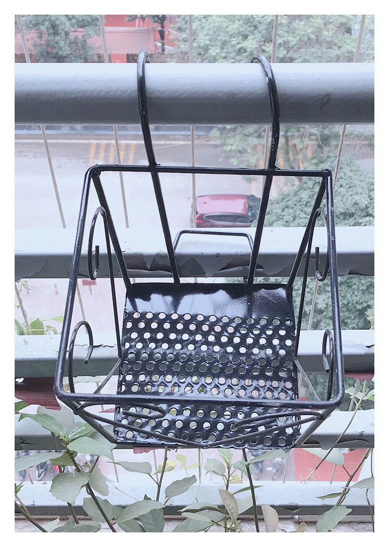 10 Giỏ Sắt 16x14cm - Màu ĐEN Hình Vuông Treo Chậu Hoa Lan Can Ban Công
