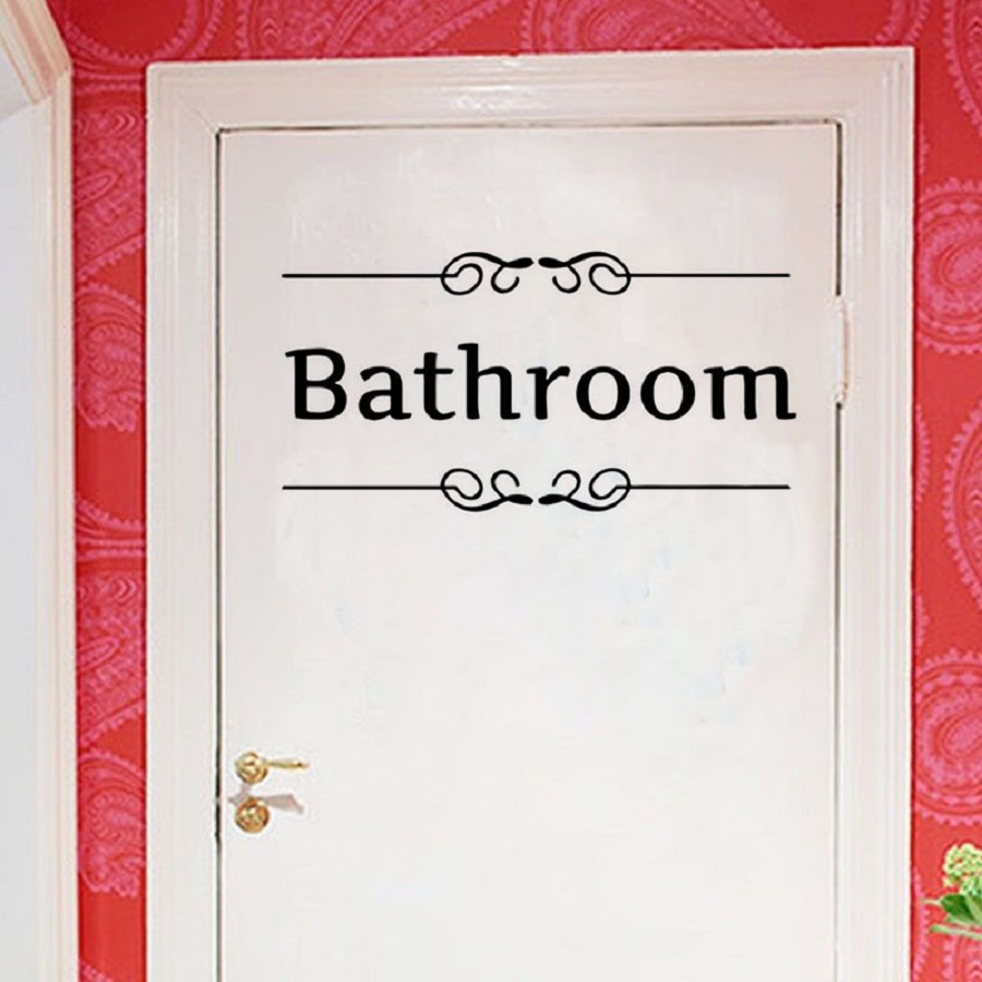 Decal dán cửa chữ TOILET - BARTHROOM