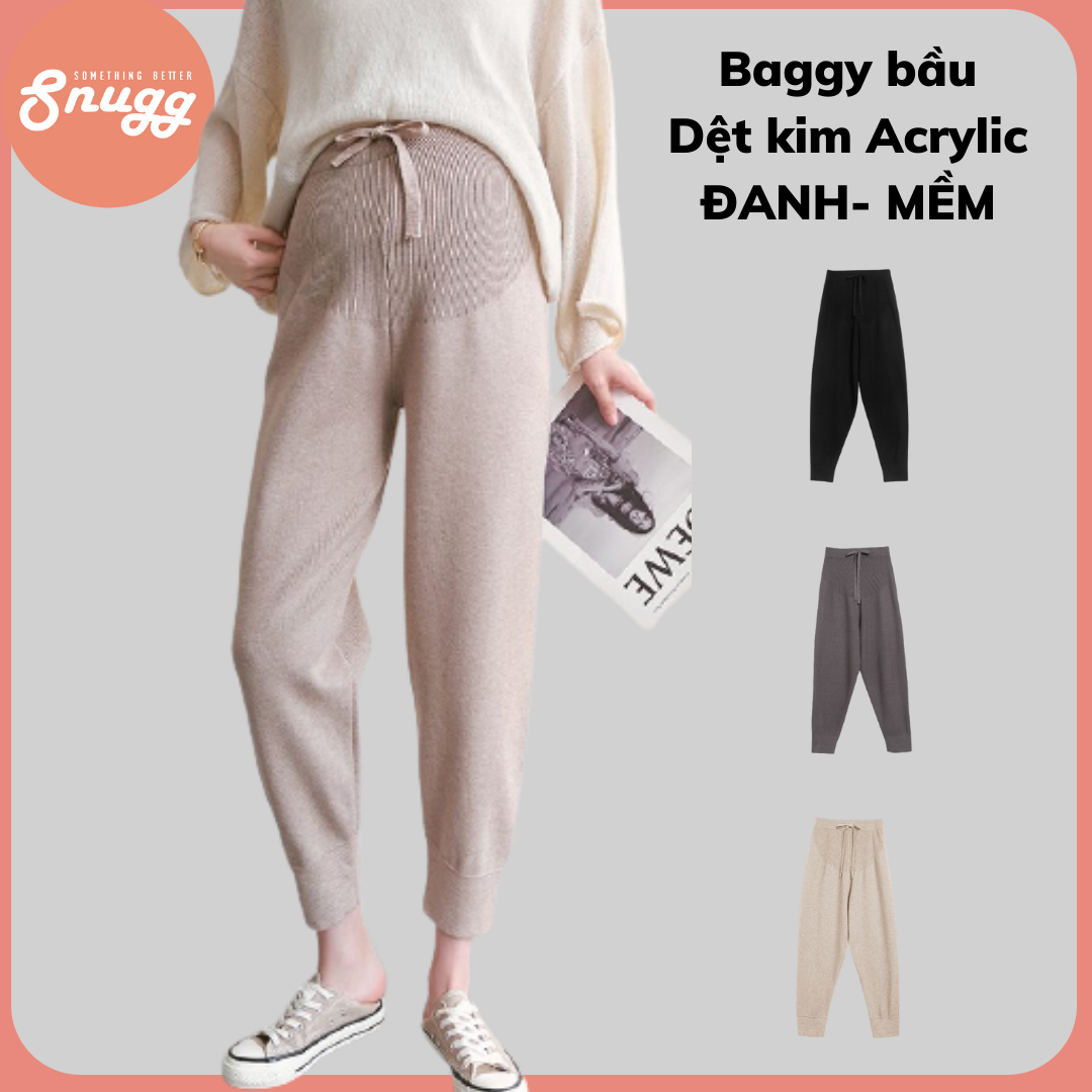 Quần bầu baggy dệt kim mặc đông xuân có size đến xxl