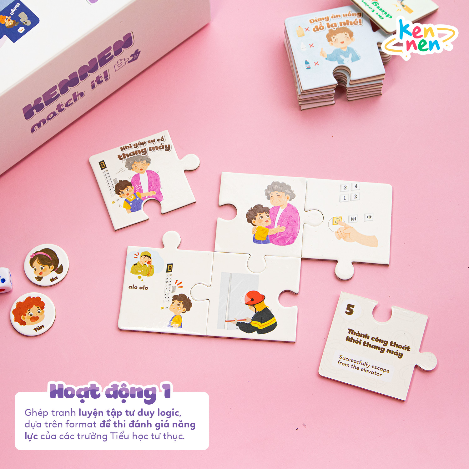 Kennen Match it - Puzzle học chữ và đánh vần Tiếng Việt 5in1 và học các Kỹ năng sống, Vòng đời của sự sống - Dành cho bé từ 3 tuổi