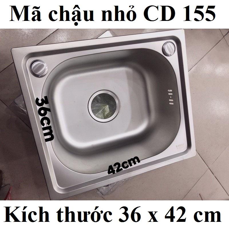 Chậu bồn rửa bát chén đơn chất liệu INOX 304 kèm ống xả thoát nước