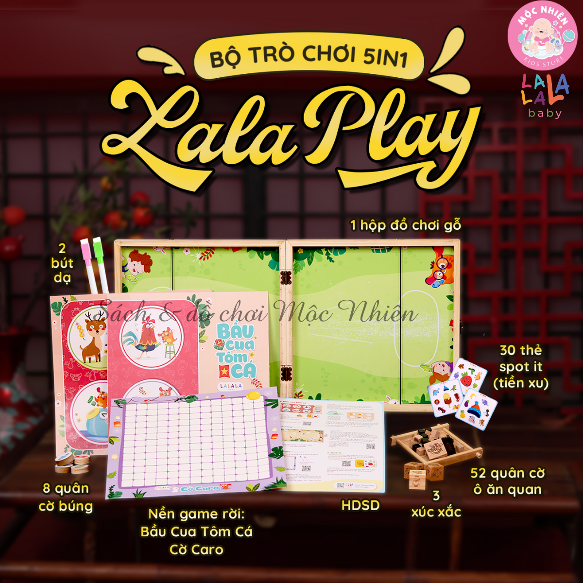 Đồ Chơi Board Game 5in1 Lalaplay - Trò Chơi Dân Gian Tết 2024 - Lalala baby