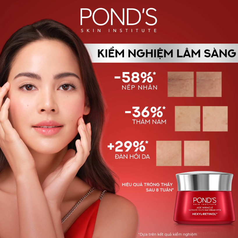 Bộ Đôi Kem Dưỡng Chống Lão Hóa Da Ngày Và Đêm Pond's Age Miracle giúp mờ đốm nâu, nếp nhăn với 50X Hexyl-Retinol 45g x 2