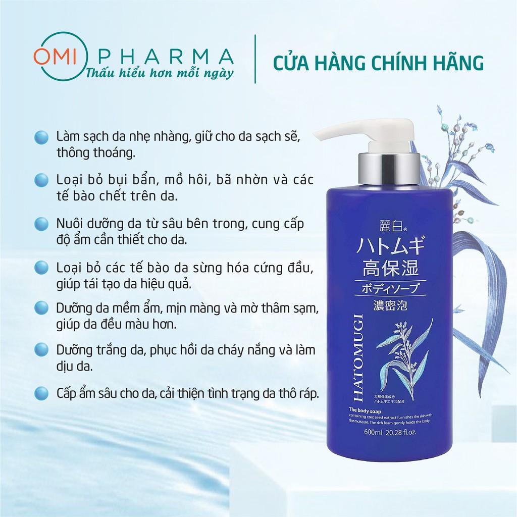 Sữa Tắm Dưỡng Ẩm Sâu &amp; Làm Sáng Da Reihaku Hatomugi Chiết Xuất Hạt Ý Dĩ (600ml)