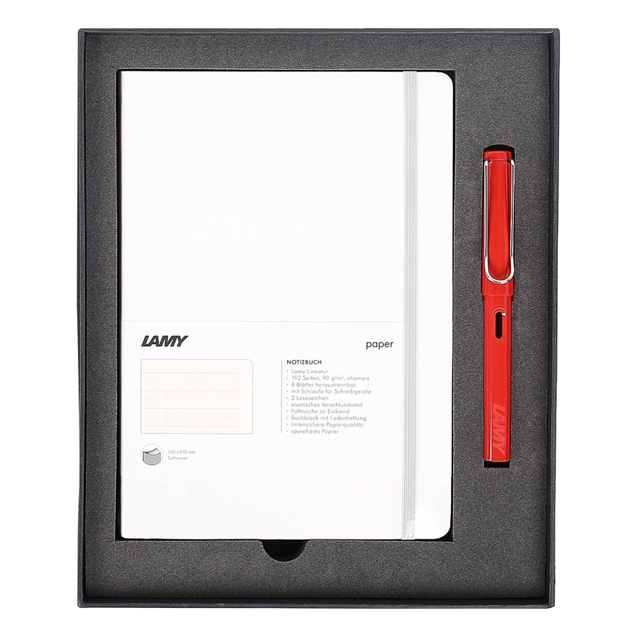 Lamy Notebook A5 Softcover White + Lamy Safari Red - GSNSa0030